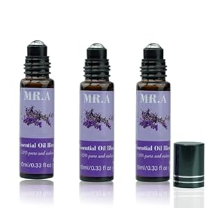3 Pack Essential Roll On Blend Oils Set, 100% Natural Fragrance Oil, Aromatherapy Roll On Blend Oil with Pure Lavender Oil, Gift for Women Men 0.33 fl.oz
