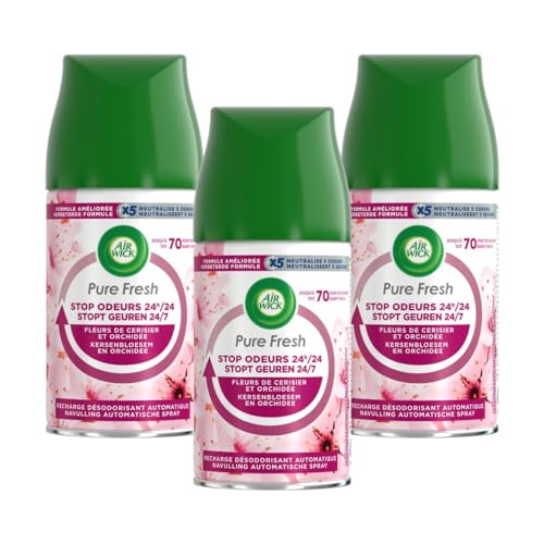 Air Wick Freshmatic Pure Fresh - Recarga para flores de cerezo y orquídea, 3 unidades (3 x 250 ml)
