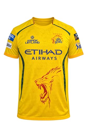 Image of CSK Jersey 2026 New Dhoni 7 Jersey for (Men,Kids,Boys)