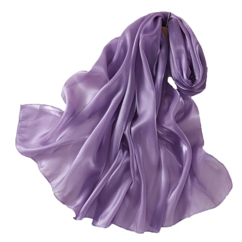 Pluto & Fox Écharpe Tendance En Soie Organza Foulard Pour Femmes Étoles Grand Châle Couleur Vive Unie (Violet, 70 * 200cm)