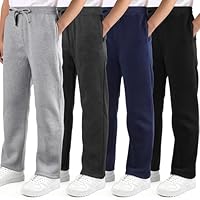 Aocku 4 Pack Boys Sweatpants Fleece Cotton Boys Joggers Athletic Open Bottom Sweat Pants with Pocket and Drawstring Set A L