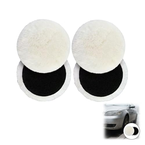Dstarymnix Polierscheiben 125mm FüR Bosch Lammwollhaube, 4 StüCk Lammwolle Polierpads, Polierscheiben FüR Auto, Autoscheinwerfer, KorkböDen, Holz Und Metall, Kompatibel Mit Bosch Und Anderen Marken