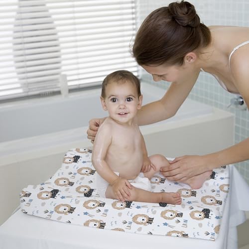Image of BROLEX Changing Pad Covers for Baby: Boy Girls Ultra Stretchy Soft 2 Pack Dinosaur Lion