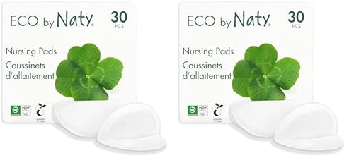Eco by Naty Nursing Pads – Nipple Pads for Breastfeeding Mothers, Perfect for Pregnancy and Postpartum, Compostable and Plant-Based Materials (30 Count) (Pack of 2)