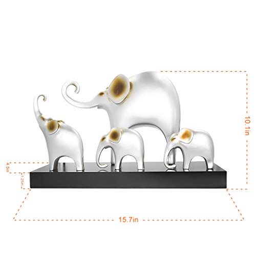 Dreamseden Elephant Statue, Lucky Family Of 4 Elephant Figurines Sculptures Home Decor Centerpiece, 16''L #TOP4