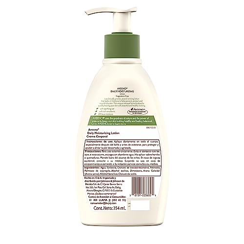 Image of Aveeno Daily Moisturizing Body Lotion with Soothing Prebiotic Oat, Gentle Lotion Nourishes Dry Skin With Moisture, Paraben-, Dye- & Fragrance-Free, Non-Greasy & Non-Comedogenic, 12 fl. Oz (Pack of 2)