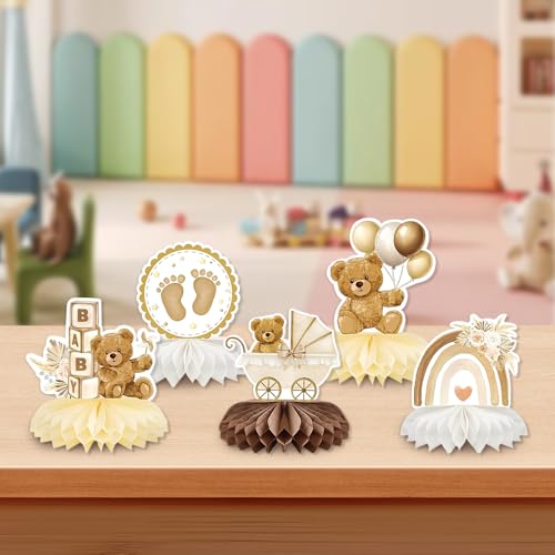Miniatura 7 de Hmcey 9 Piezas Decoracion Mesa Cumpleaños,Decoración Mesa Baby Shower,Centro Mesas Comunion,Centro Panal De Abeja,Adornos Mesas Fiesta,Decoración Happy Birthday Para Niño, Niña, Party, Gender Reveal