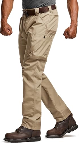 Image of CQR Men's Quick Dry Work Pants, Water Resistant Outdoor Tactical Pants, Lightweight Stretch Cargo Hiking Pants
