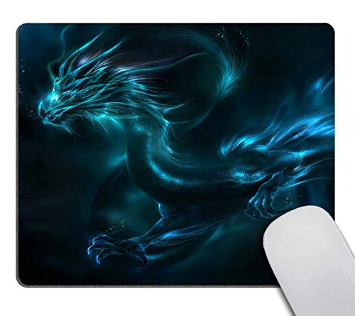 Wasach Tapis de souris au design unique Motif dragon bleu 240 mm x 200 mm x 3 mm Cover
