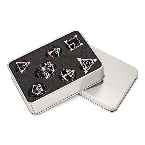 Dungeons And Dragons Dice Sets Metal Polyhedral Dice Set Role Playing D&D Dice Hollow Cthulhu Dice Gaming D And D Dice For Table Game Rpg Magic The Gathering Dice Pathfinder Shadowrun (Copper Blue) #TOP4