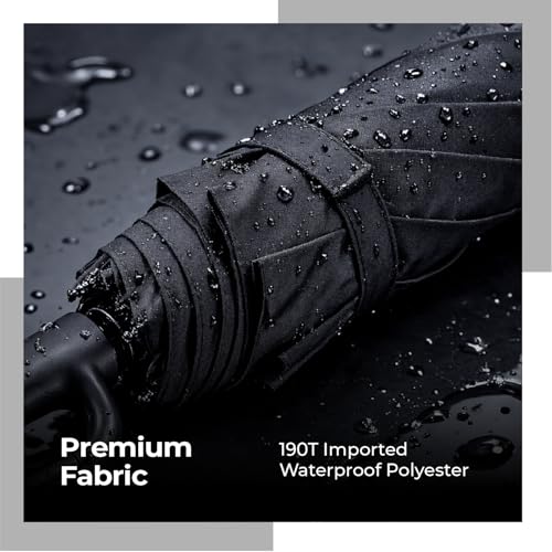 Image of Lifelong UV Umbrella with Novelty Carabiner Handle | 3-Fold Travel Umbrella for Rain | Windproof & Compact for Sun Protection | Auto Open & Close | 8 Ribs Men & Women (Black)