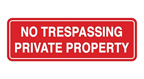 Panneau No Trespassing Private Property rouge 2-3/4 x 7 pouces