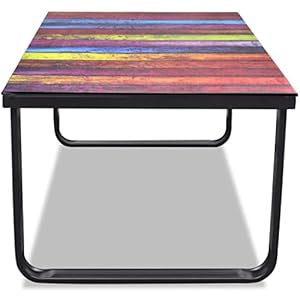 Coffee Table,Office Desk,Game Tables,Dining-Table,Small Table for Bedroom,Perfectly in a Living Room, Den, Office Room, and Family Room, with Rainbow Printing Glass Top Rectangular Coffee TableOffice DeskGame TablesDining TableSmall Table for BedroomPerfectly in a Living Room Den Office Room and Family Room with Rainbow Printing Glass Top Rectangular
