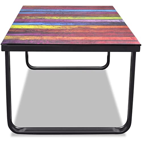 Coffee-TableOffice-DeskGame-TablesDining-TableSmall-Table-for-BedroomPerfectly-in-a-Living-Room-Den-Office-Room-and-Family-Room-with-Rainbow-Printing-Glass-Top-Rectangular Coffee TableOffice DeskGame TablesDining TableSmall Table for BedroomPerfectly in a Living Room Den Office Room and Family Room with Rainbow Printing Glass Top Rectangular