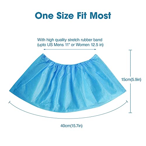 200 Pack Durable Non-slip Shoe Covers - Non Woven Disposable Booties Covers, Blue Foot Coverings Shoecover Boot Covers for Indoors Floors Construction Work Carpet House