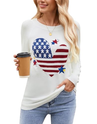 Women's Big Cute Heart Pullover Sweaters Color Block Long Sleeve Crew Neck Valentine Sweater