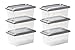 Amazon Basics, Lot de 6 boîtes de rangement, 5 L, avec clips, empilable, salon, chambre, garage - New Top Box NTB-5 - Gris / Transparent