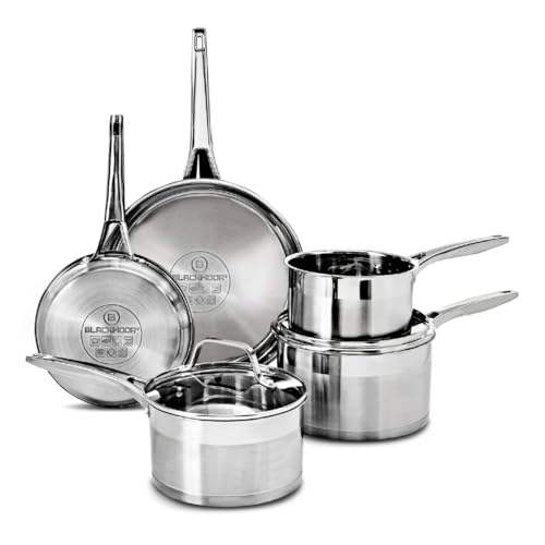 Blackmoor 5-Piece Stainless Steel Pan Set/High Grade PFAS-Free Suitable for All Hob Types Including Induction and Oven Cooking/Pro Range 68249