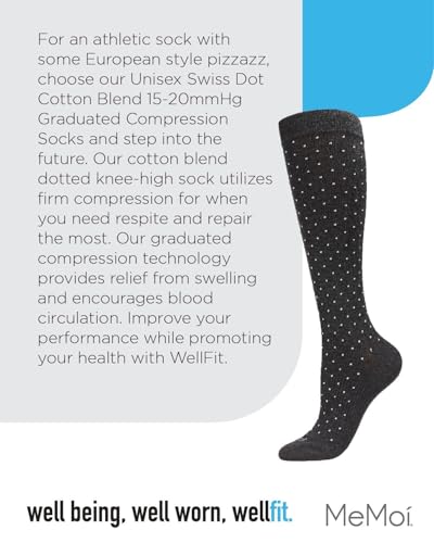 Image of MeMoi Wellfit Unisex Multi-Striped Cotton Blend 15-20mmHg Graduated Compression Socks