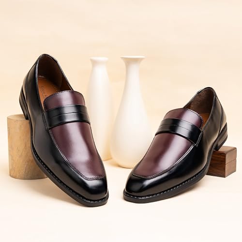 Image of LOUIS STITCH Men's Formal Shoes - Leatherette, Breathable Lining, Moccasins Style | Comfortable for Business, Casual, Parties | Double Tone Finishing (SXMCDS)