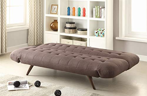 Sofa Bed With Tufting And Cone Legs Brown #TOP4