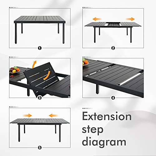 Mixpatio Outdoor Patio Dining Set 9 Pcs, Patio Dining Table Chair Set, 8 Rattan Chairs With Cushions And 1 Metal Rectangular Dining Table (Expandable), For Lawn, Garden, Yards, Poolside #TOP2