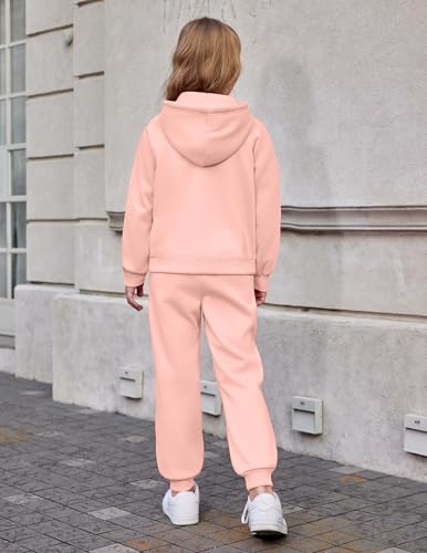 Image of Arshiner Girls 2 Piece Outfits Sweatsuit Half Zip Sweatshirt and Sweatpants | Fall Winter, Drop Shoulder Long Sleeve, Thumbhole Hoodies, with Sweatpant, Jogger Set, Sweat Set, Tracksuits with Pockets