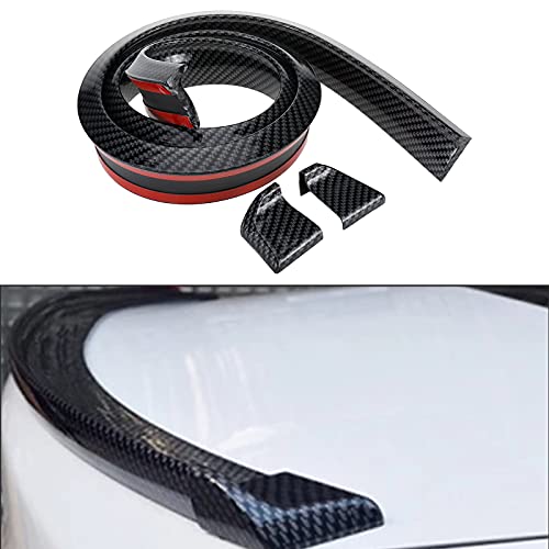 AuInLand Auto Rear Spoiler 4.9 FT (150cm) Black Spoiler Lip Kit with Carbon Fiber Pattern Rubber Strip Bar Spoiler