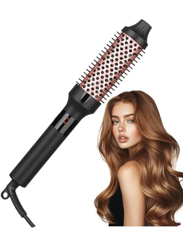 Zealite Thermal Brush 1.5 inch Heated Round Curling Brush Hair Straightening Styler Ionic Heated Hair Hot Straightener for Salon Style Easy to Create Blowout Look
