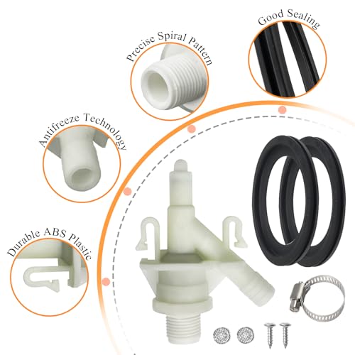 Upgraded 385311641 RV Water Valve &2 Pack 385311658 Flush Ball Seal for Pedal Flush Valve Toilet by Blutoget - RV Toilet Valve Fit for Sealand Dometic 300, 310, 311, 320, 321 RV Toilets& Marine Toilet