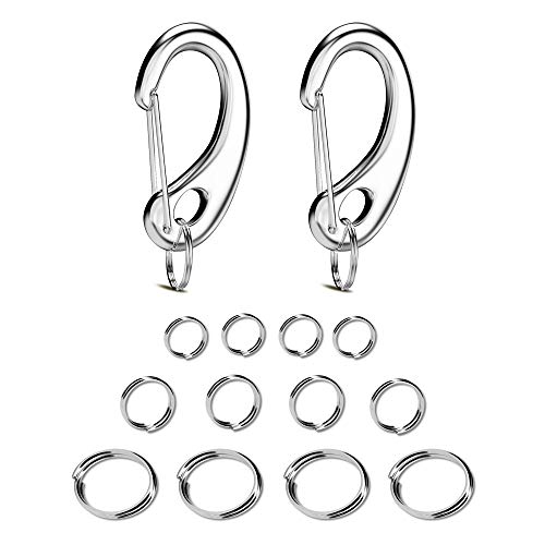 Pet Tag Quick Clip/Sping-Load Hook Combo for Pet ID Tags - 2 Large w/Pack of Split Rings