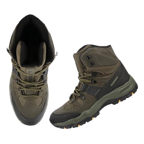 Image of FUEL Force Men's High-Ankle Boots | Rugged & Durable Synthetic Upper | Cushioned Footbed | EVA + Rubber Sole | Lace-Up Boots for Outdoor, Trekking, Hiking, Riding, Travel & Regular Use
