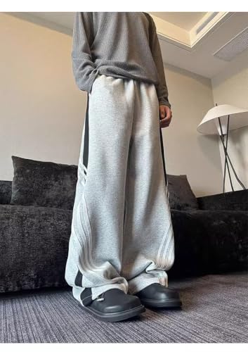 Baggy Sweatpants Men Striped Wide Leg Track Pants Women Cotton Elastic Waist Loose Fit Cargo Joggers3