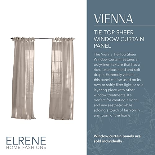 Elrene Sheer Tie-Top Window-Curtain Panel, Poly-Linen Blend, Light Gray, 52" W x 84" L (Pack of 1), W 52" x L 84" (1 Panels) - Image 2