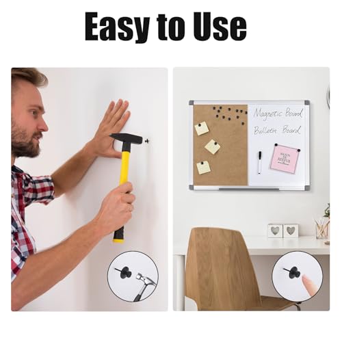 Image of 60Pcs Double Headed Picture Hanging Nails,Thumb Tacks for Wall,Small Head Hanging Nails Push Pins, for Drywall Cork Board Home Office Photo Decorations(Black)