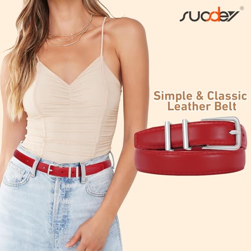 SUOSDEY Womens Skinny Leather Belt Solid Color Waist Belt with Pin Buckle for Jeans Dress Pants4