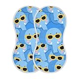 siphylline Juego de 2 trapos de algodón para eructar de algodón azul de dibujos animados para eructos unisex de 22 x 11 pulgadas