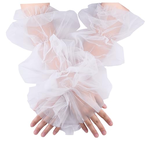 Guantes largos sin dedos de tul y mangas abombadas para renovar vestido de novia