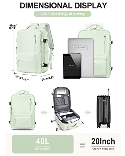 Winspansy Carry On Backpack,Travel Backpack For Women Men Airline Approved Personal Item Size Hiking Gym Backpack Weekender Casual Daypack Backpack Waterproof Bag With Shoe Compartment, Green #TOP4