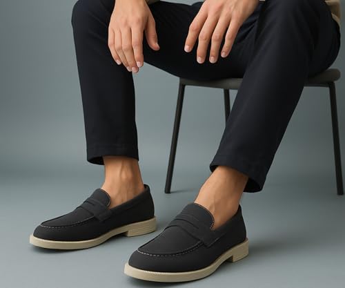 Image of Kraasa Men Premium Driftor 2.0 Block Heel Loafers for Mens, Causals| Lighweight Slip-On's | Soft Cushioned Insole | Super Flexible, Comfortable for Men