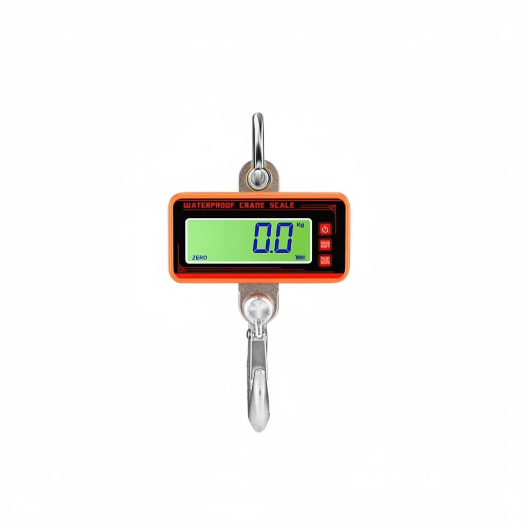 Waterproof Crane Scale, Digital Hanging Scale & Hook Scale, Heavy Duty Industrial with LCD Display for Farms, Hunting, Fishing, Livestock - Rechargeable, Cast Aluminum Case (Kilograms, 500)