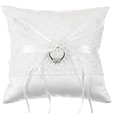 Nogeqi Ring Bearer Pillow, Wedding Ring Bearer with Pearl, Lace Ring Pillow for Ring Bearers, Wedding Ring...
