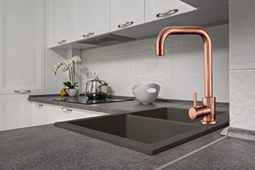 Robinet mitigeur d'évier or rose en acier inoxydable luxe