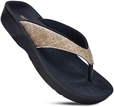AEROTHOTIC Women's Comfortable Orthotic Flip-Flops Sandal (US Women 8, Mellow Brown)