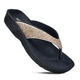 AEROTHOTIC Women's Comfortable Orthotic Flip-Flops Sandal (US Women 8, Mellow Brown)
