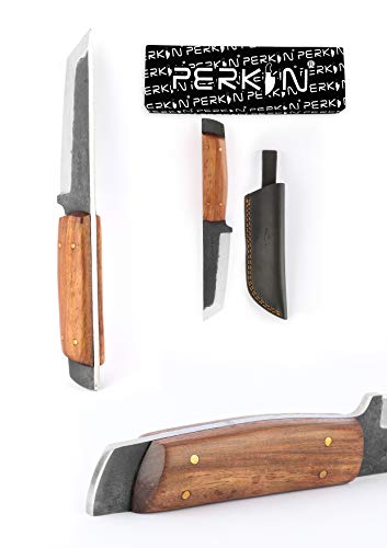 Perkin PK800 Jagdmesser mit Lederscheide und scharfer Klinge