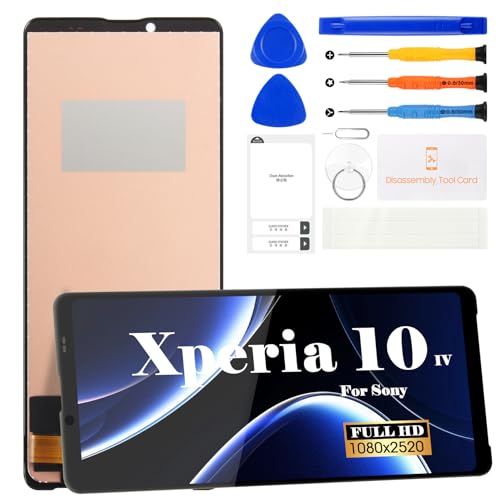 SRJTEK Écran LCD de rechange pour Sony Xperia 10 IV XQ-CC54 XQ-CC72 Écran LCD SOG07 tactile Digitizer Assemblée Kits de réparation (noir, sans cadre)