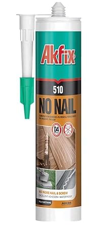 Akfix 510 No Nail Construction Adhesive 1x10.5 Oz. - Heavy Duty Construction Adhesive and Sealant, Instant Grab, Flexible, Waterproof Glue for Floor, Wood, Tile, Concrete, Rubber, Metal | 1 Pack
