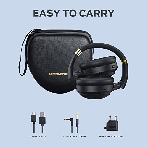 Monster Persona Noise Cancelling Headphones Wireless, Bluetooth Headphones Over Ear, Wireless Headphones Hi-Fi Audio Deep Bass,Quick Charge 30H Playtime, Memory Foam Ear Cups, For Travel, Home Office #TOP7
