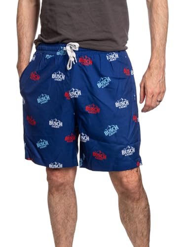 Calhoun Mens Busch Light Swim Trunks – Quick-Dry Mountain Print Board Shorts – Lightweight Beachwear for Swimming, Surfing (X-Large) Navy